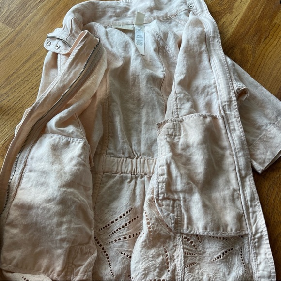 Chico's Jacket Women's 1 US Medium Pink Linen Cutwork Topper 3/4 Sleeves - Picture 13 of 13